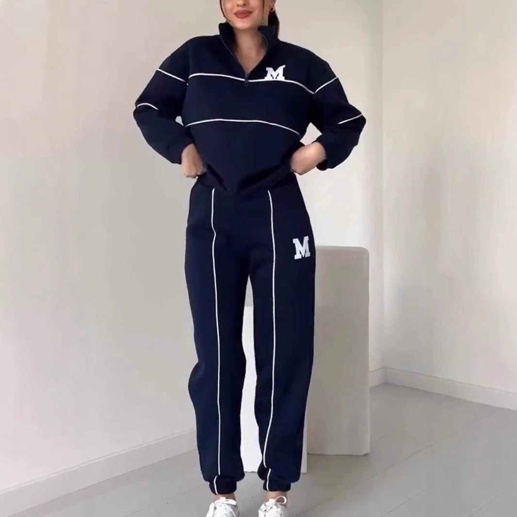 Michigan Varsity Lounge Set – Cozy Fit, Classic Edge Women's 2 Piece Outfits Lounge Hoodless Pullover Sweatshirt Sweatsuit Sets Sweatshirt Baggy Fashion Sweatpants With Pockets
