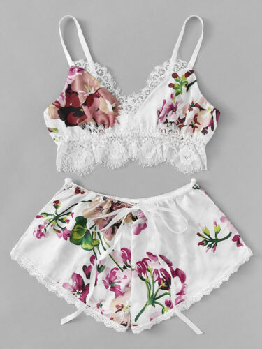 Luxury Satin Lace Sleepwear Set – Soft, Sexy & Stylish Satin underwear bra shorts set