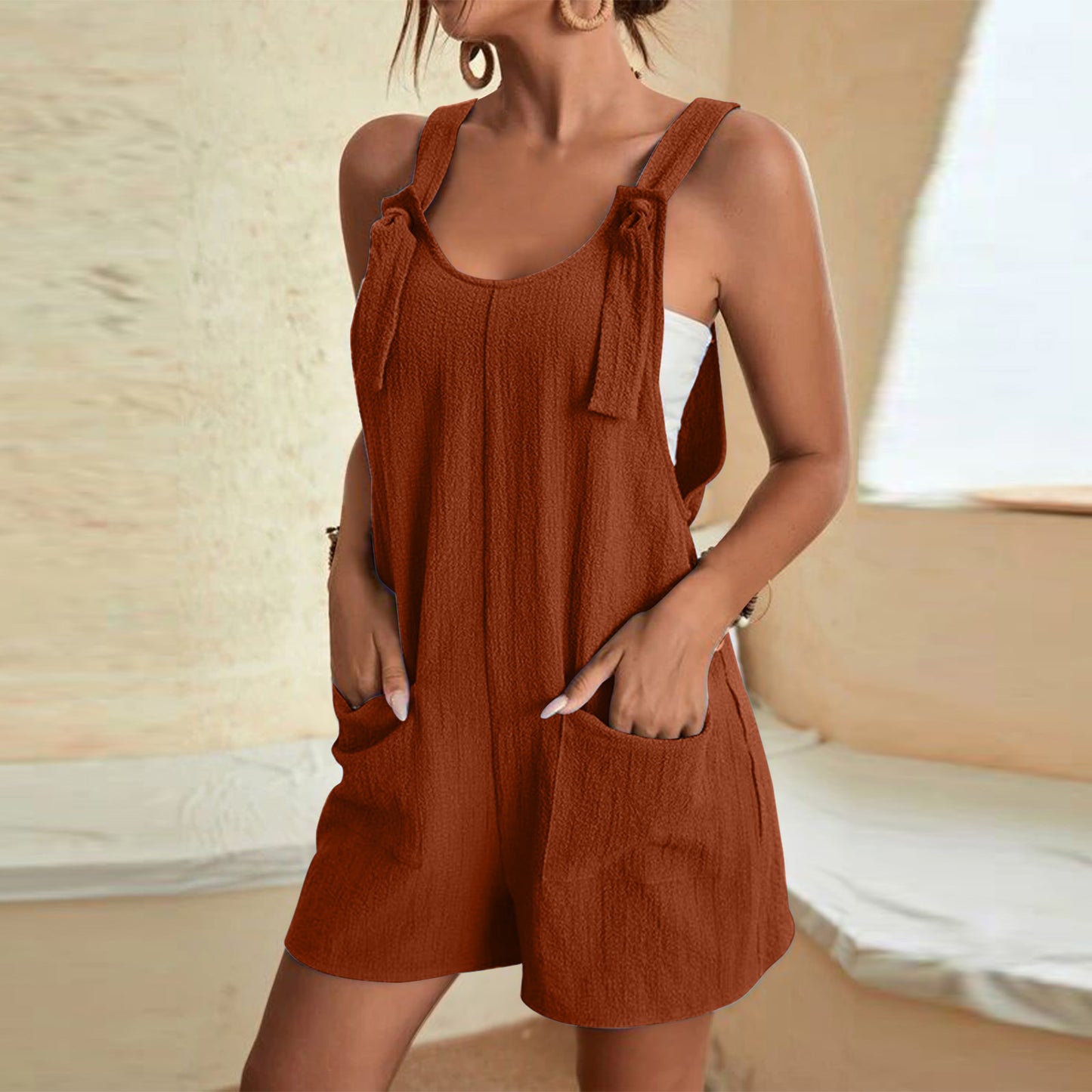 Casual Fashion Solid Color Camisole Jumpsuit For Women's