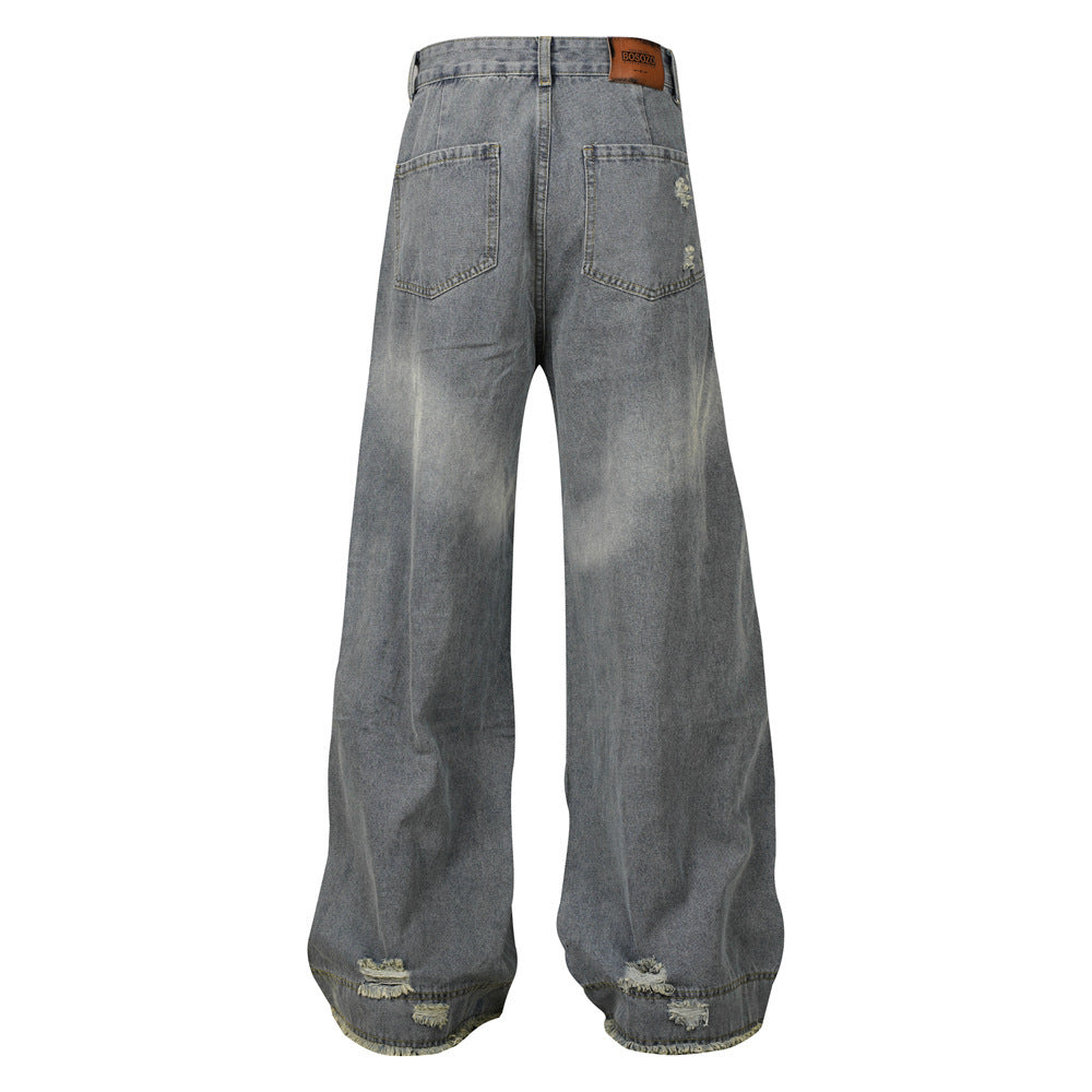Shred Zone Jeans – Distressed Denim, Max Attitude, Street-Ready Niche Loose Men And Women Bootcut Jeans