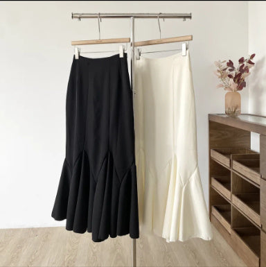 Black High Waist Slimming Fishtail Skirt For Women's