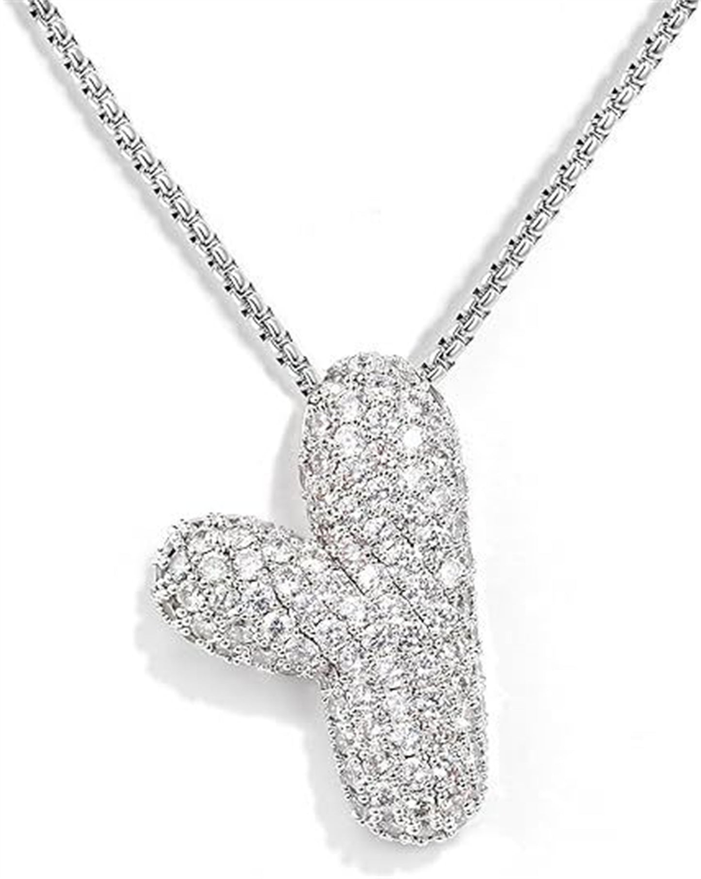 Custom Initial Necklace | Sparkle Alphabet Pendant Brass Zircon Balloon English Letter Necklace