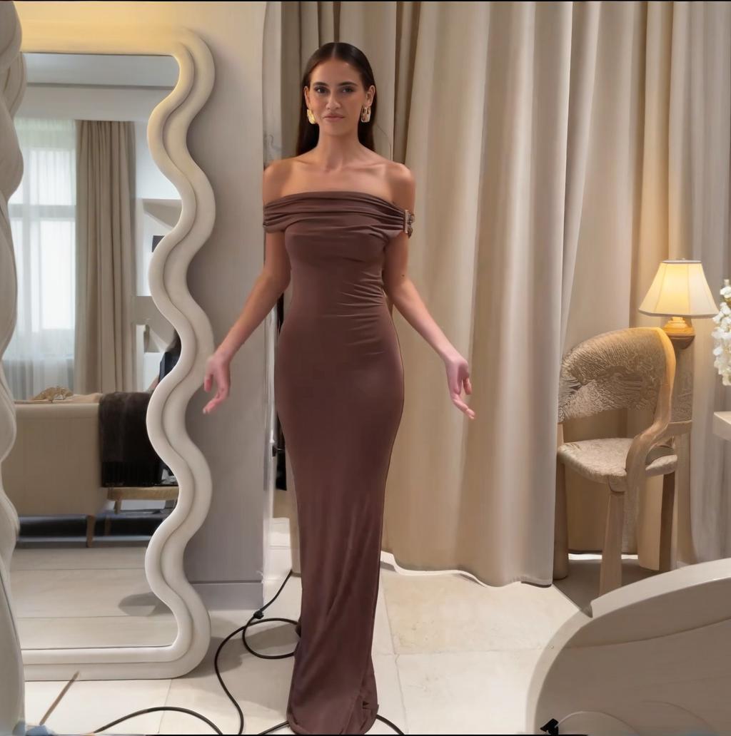 French Style Off-shoulder Shoulder-baring Sexy Temperament Waist-tight Bodycon Dress Women