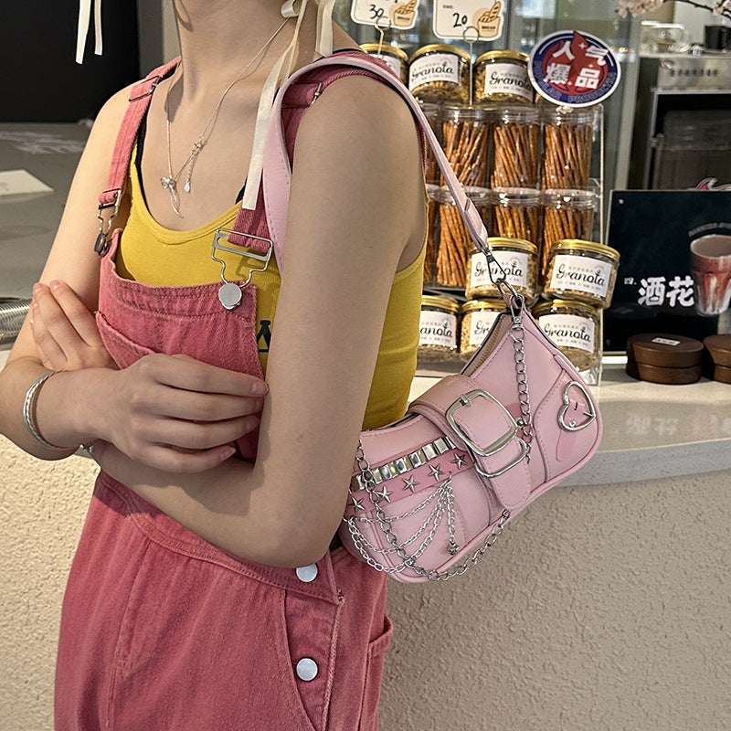 Aesthetic Buckle Detail Mini Shoulder Bag Underarm Bag All-match Crossbody Belt XINGX Shoulder Bag