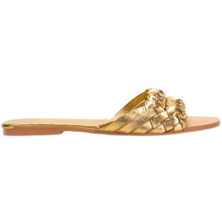 Frosted Brown Viscose Shoes Microfiber Pointed Toe Low Heel Low Top Flats