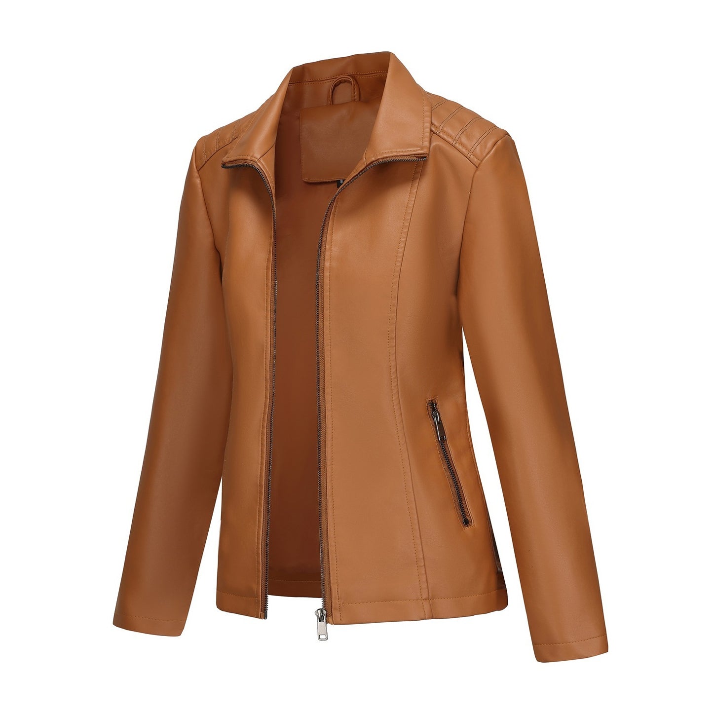 Leather Jacket Knitted Stitching Stretch Coat