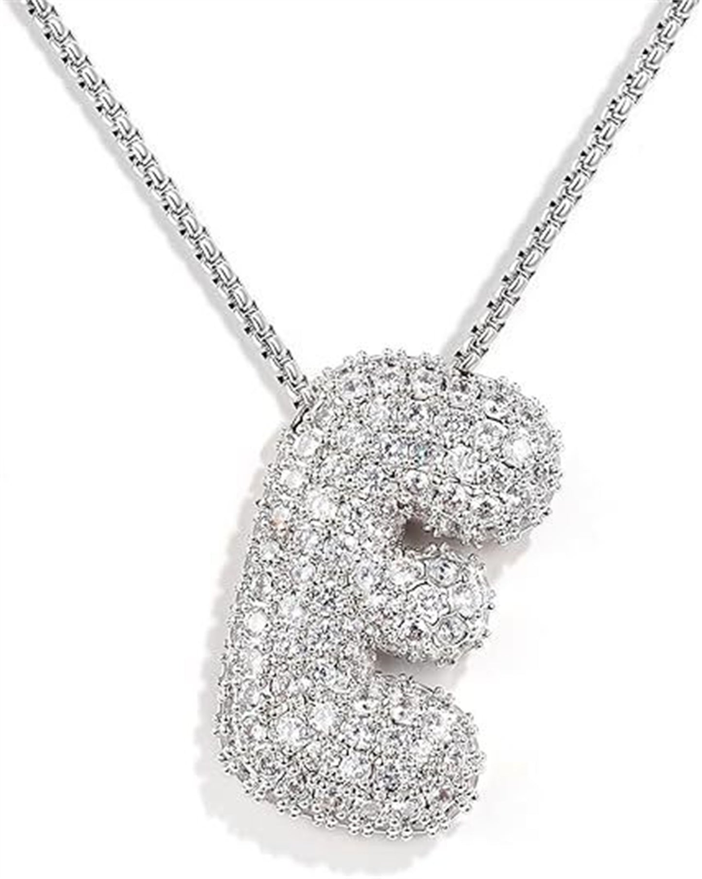 Custom Initial Necklace | Sparkle Alphabet Pendant Brass Zircon Balloon English Letter Necklace
