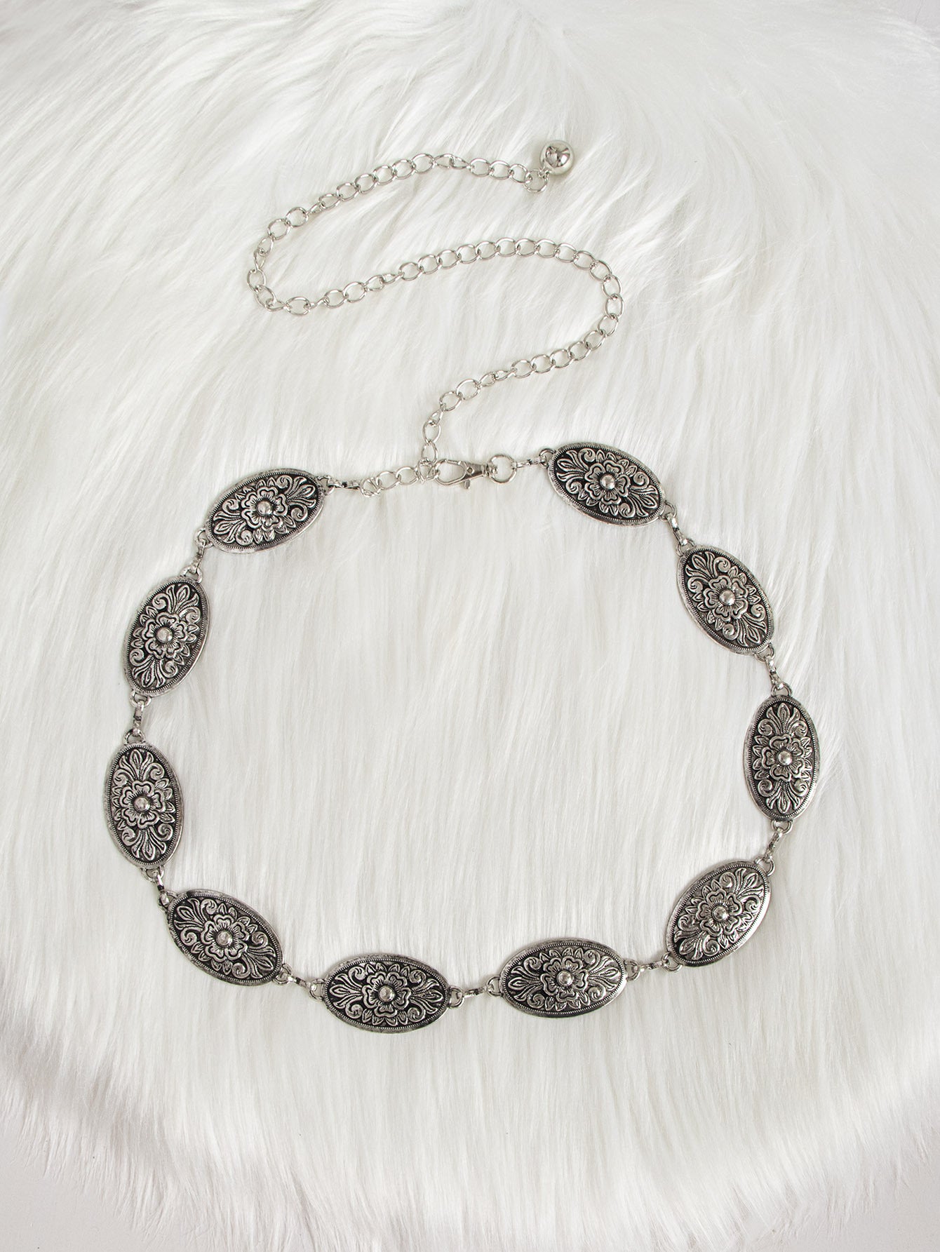 Bohemian Filigree Waist Chain for Dresses Carved Vintage Metal Women's Waist Chain