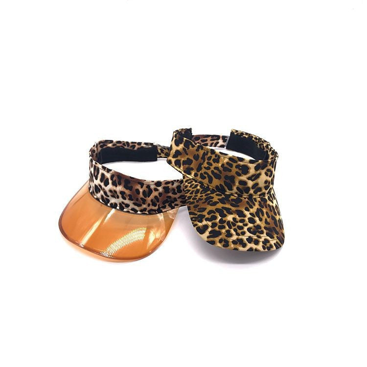 Leopard Print Sun Visor with Clear Brim Korean Style Personalized Leopard-print Brim Top Hat