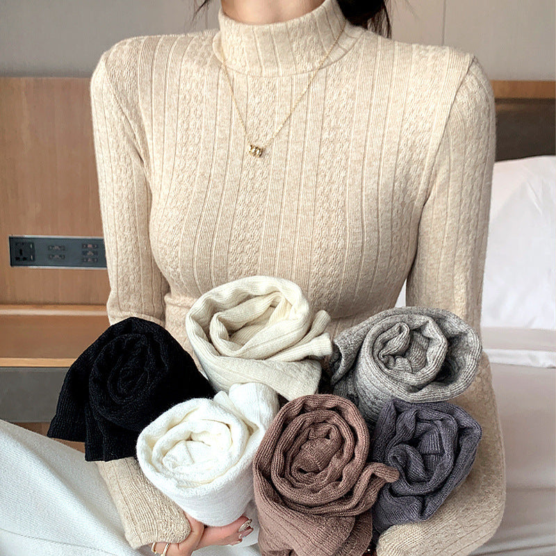 Knitwear Bottoming T-Shirt Women's Autumn And Winter Western Style Inner Wear Half Turtleneck