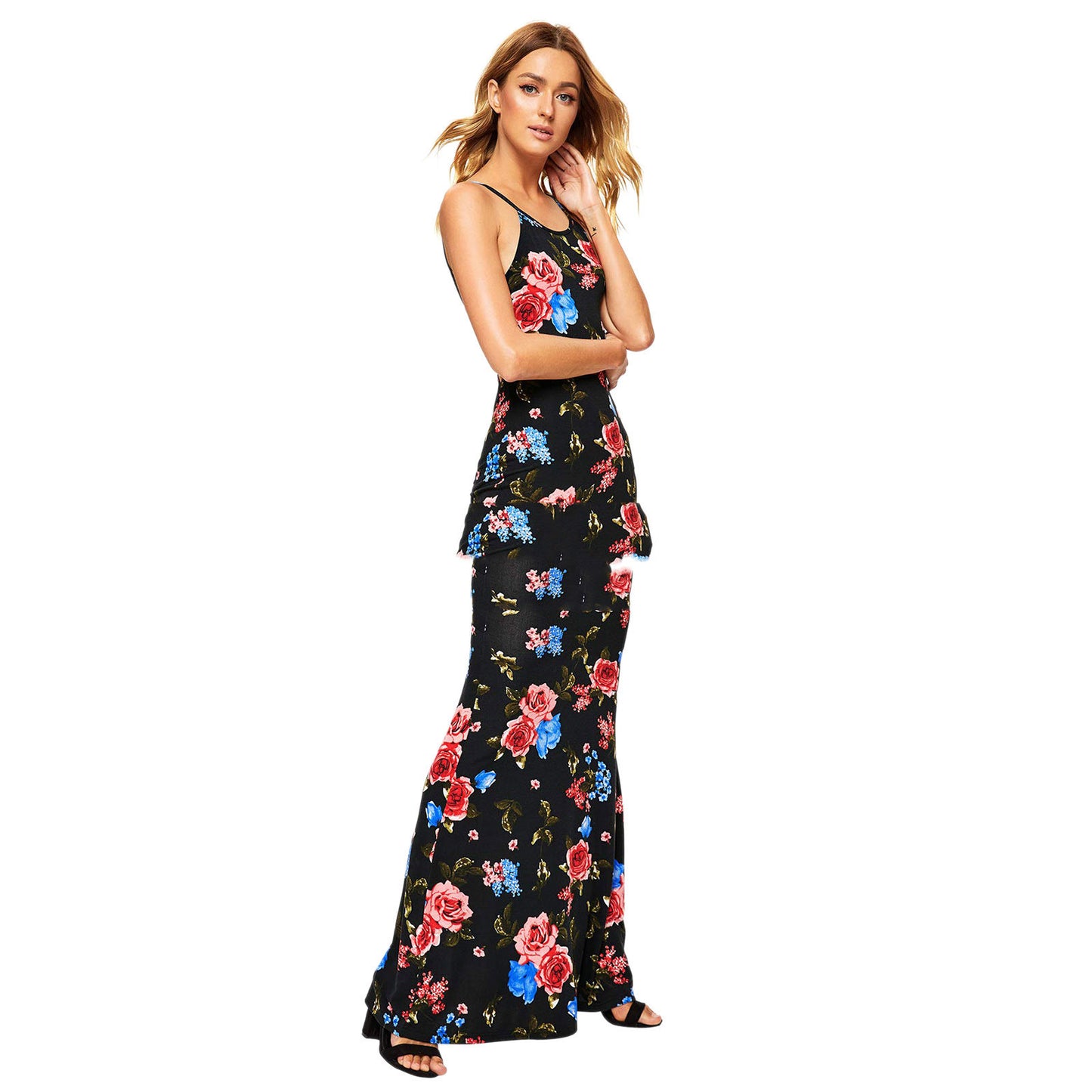 Corset Milk Silk Maxi Suspender Print Bodycon Dress For Women's