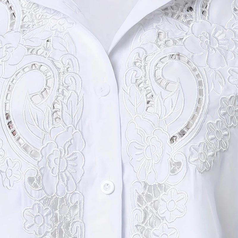 Contrast Lace Long Sleeve Tops Button Down Shirts Dressy Casual Blouses Fall Fashion Clothes