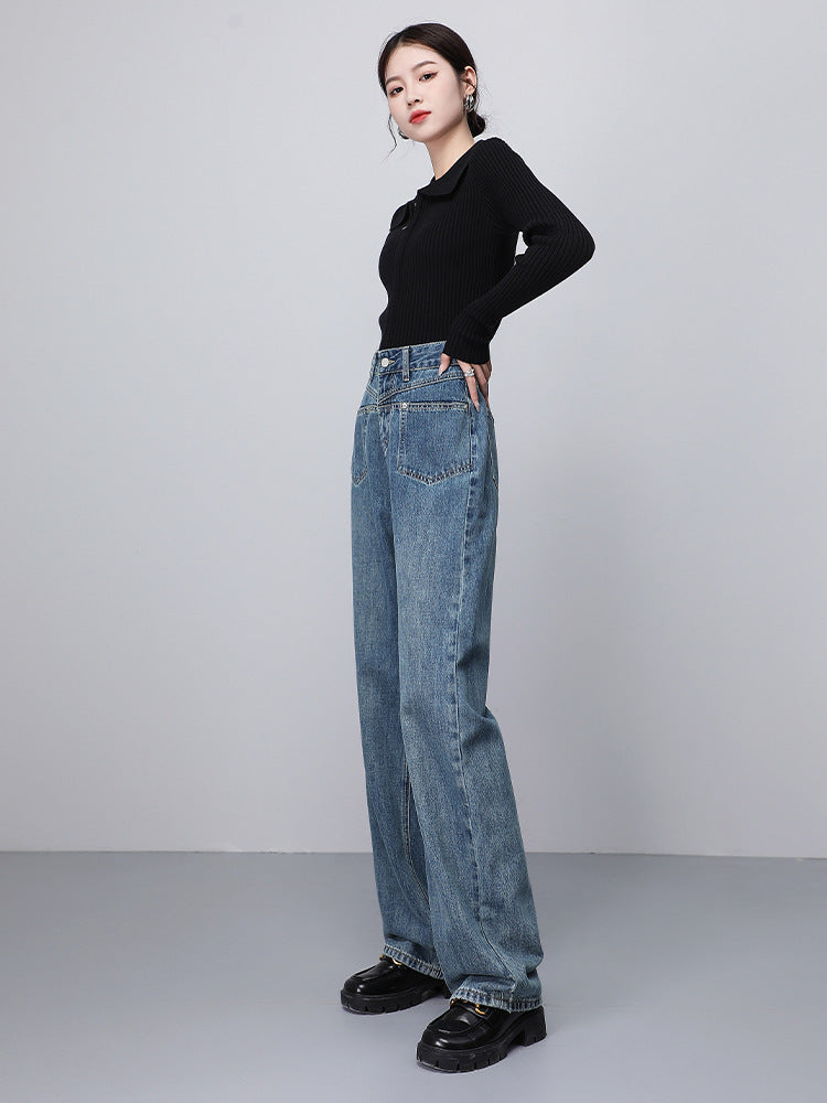 Classic Sculpt – High-Waisted Straight Leg Jeans Fashionable Narrow Wide-leg Jeans For Women