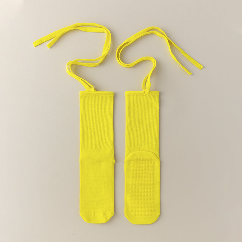 Anti-slip Cross Lace-up Yoga Pilates Dance Dopamine Sports Wear Mid-calf Socks