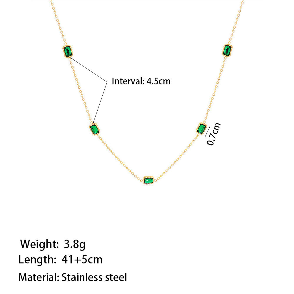 Retro Style Green Zircon Necklace Bracelet For Women's