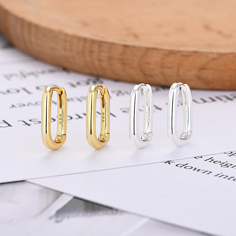 European And American Entry Lux U-shaped Earrings Female Simple Solid