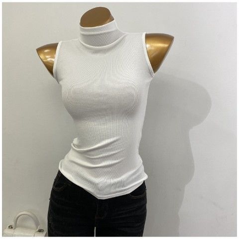 Sleek Sleeveless Turtleneck Top - Multi-Color Options Korean Style Half Turtleneck Sleeveless Vest Top