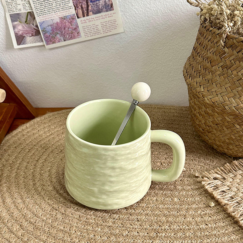 Textured Ceramic Mug & Spoon Gift Set with Bag Rock Textured Ceramic Coffee Niche Mug