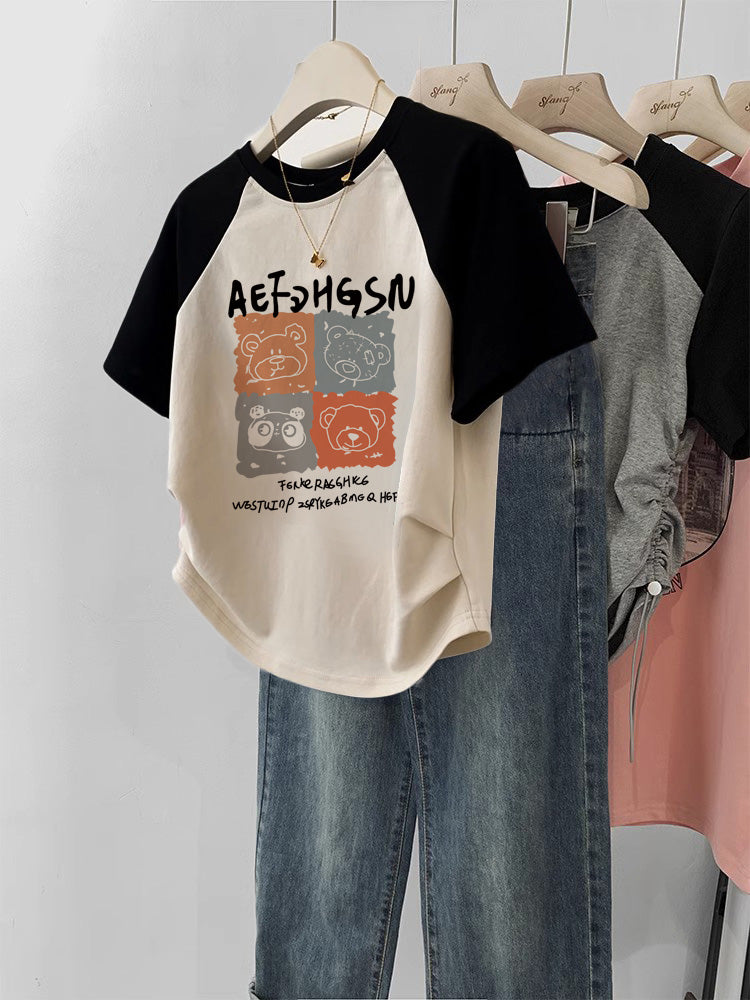 Retro New Gentle Sweet And Spicy Short T-shirt For Women's
