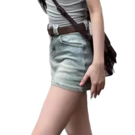 Retro Denim A- Line Short Skirt Slimming For Women's