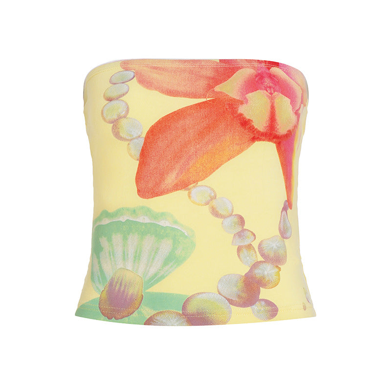 Girl's Younger Island Shell Flower Tube Top Vest For Women's