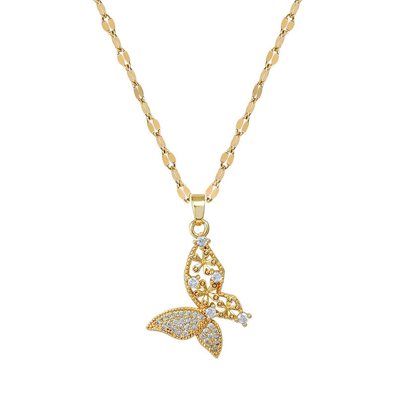 Zircon Cute Butterfly Luxury Necklace For Women's