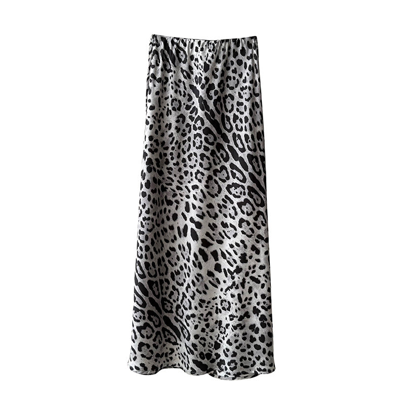 Light Luxury High-grade Leopard Print Split Skirt Women's High Waist Slimming