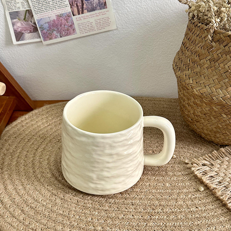 Textured Ceramic Mug & Spoon Gift Set with Bag Rock Textured Ceramic Coffee Niche Mug