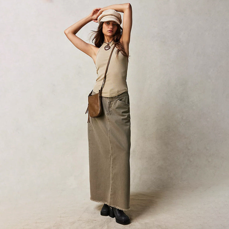 Loose Straight Casual Denim Skirt Women's