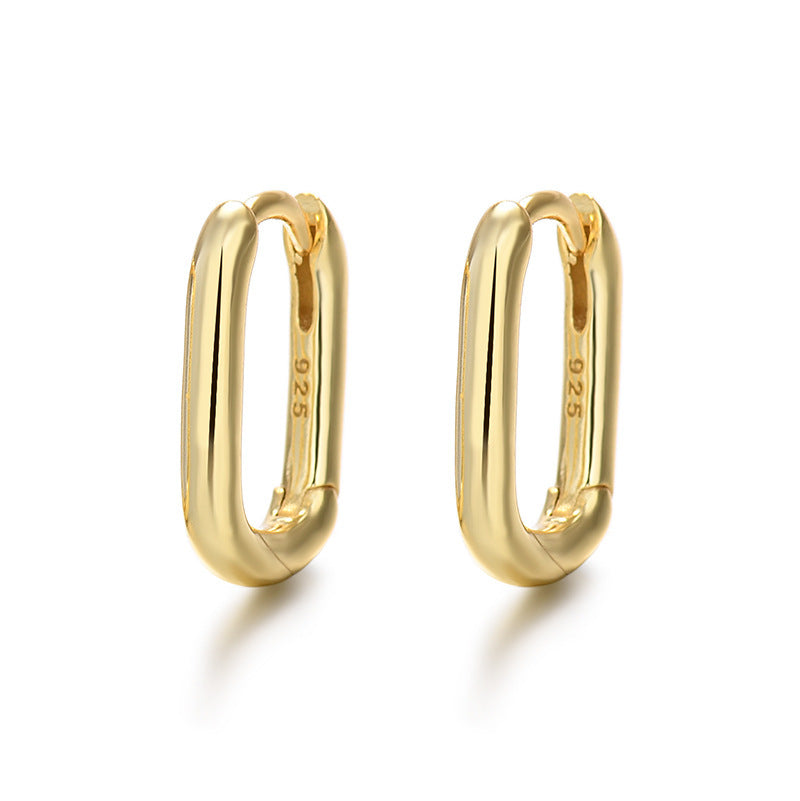 European And American Entry Lux U-shaped Earrings Female Simple Solid