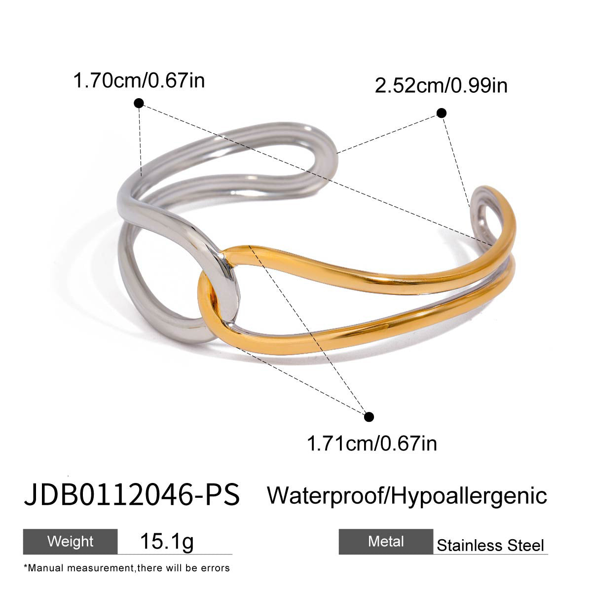 Noria Two Tone Gold Bangle Bracelet For Women's