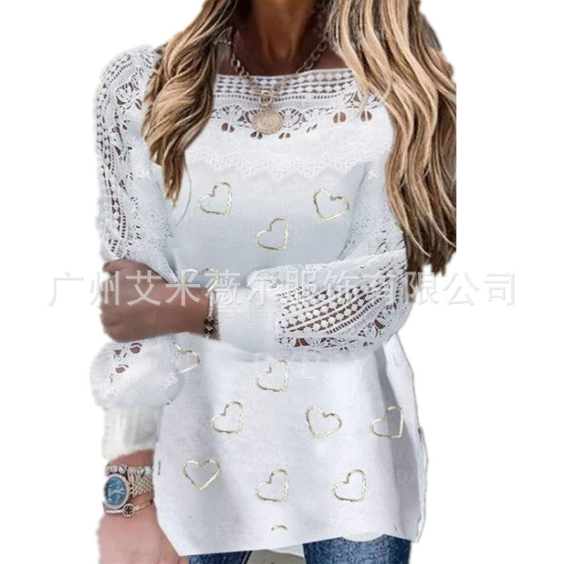 Long Sleeve Mock Neck/Off-Shoulder Ribbed Crop Top Sexy Lace Thick Long Sleeved T-shirt Knitted Sweater