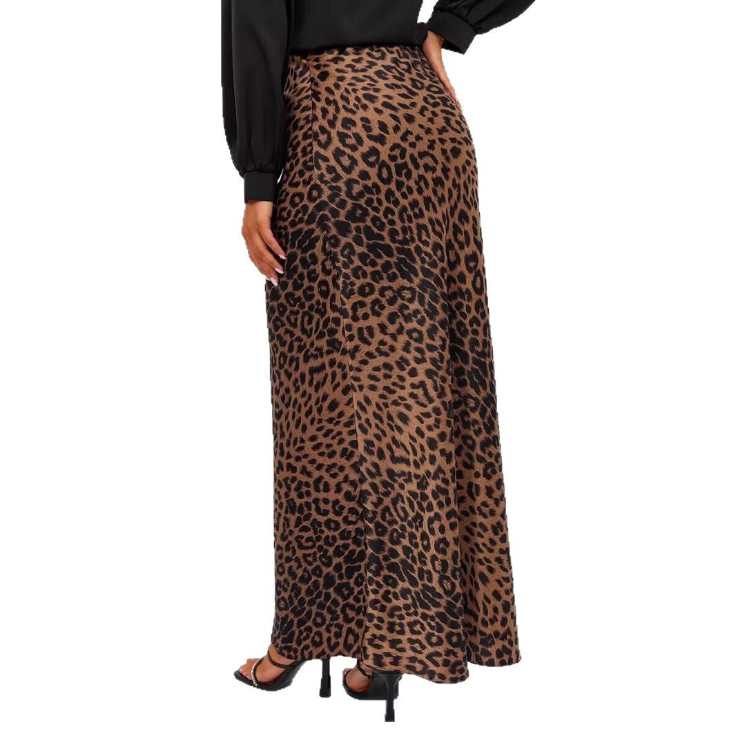 Leopard Fishtail High Waist Casual Skirt For Women's