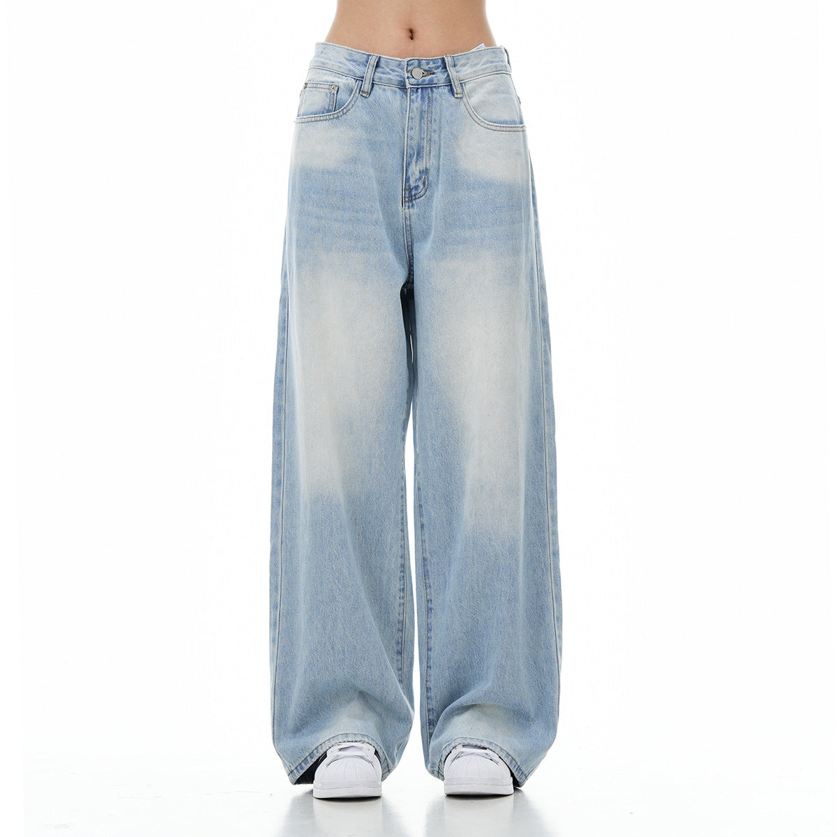 Retro Light Blue Summer Thin High Waist Aesthetic Jeans