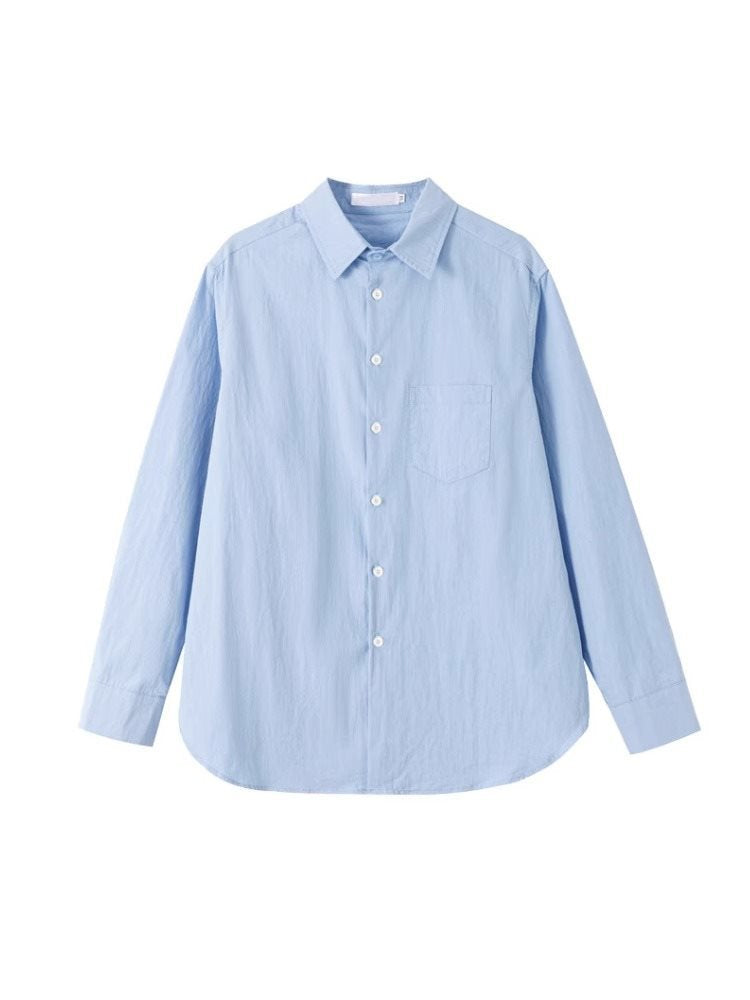 Blue With Long Sleeves Shirt Women's Coat