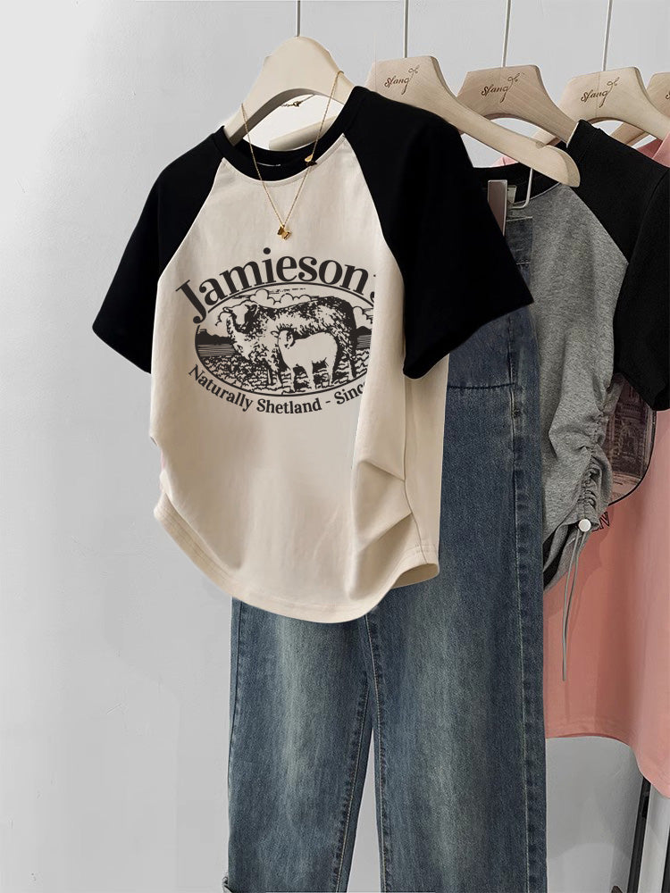 Retro New Gentle Sweet And Spicy Short T-shirt For Women's