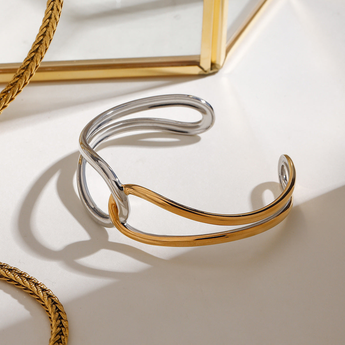 Noria Two Tone Gold Bangle Bracelet For Women's