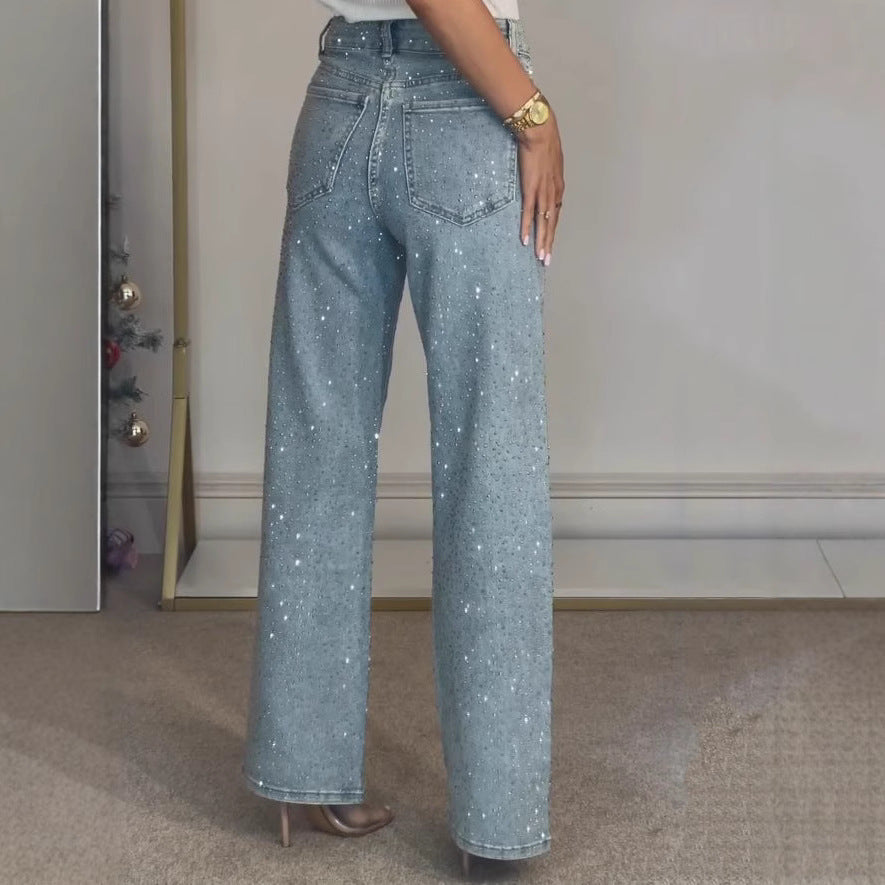 High-end High Waist Straight Personalized Hot Girl High Street Trousers For Women's