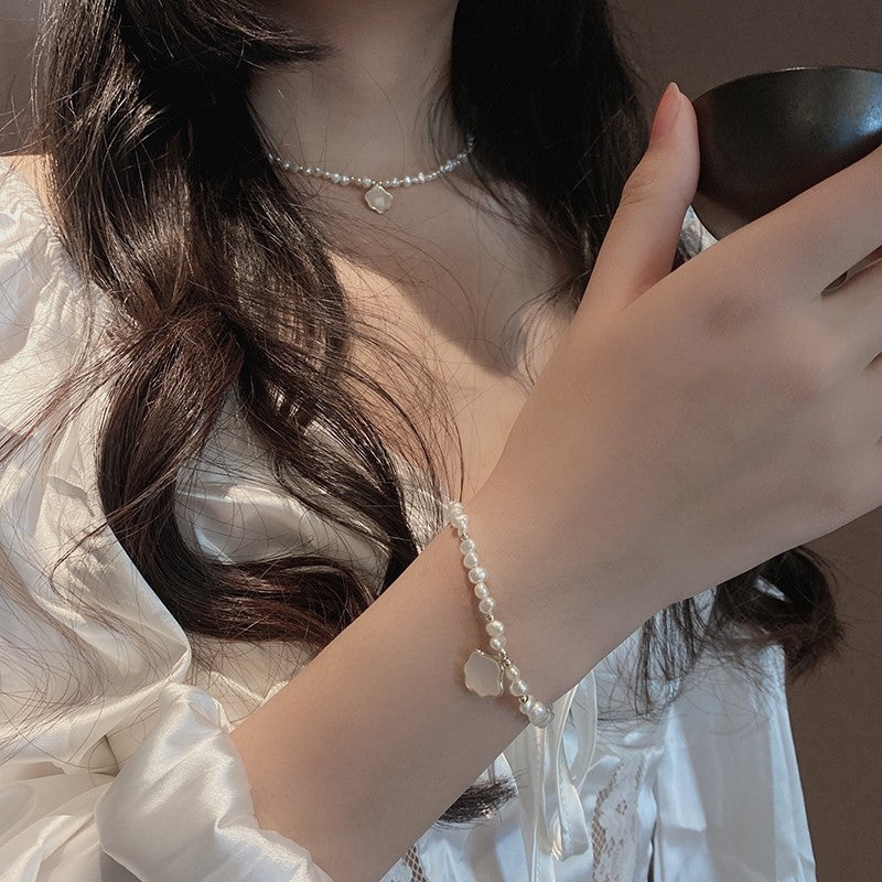 Freshwater Shell Freshwater Pearl Necklace Bracelet For Women's