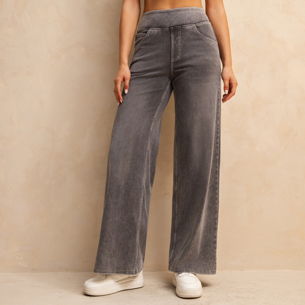 Casual High Waist Mid-light Gray Loose Jeans