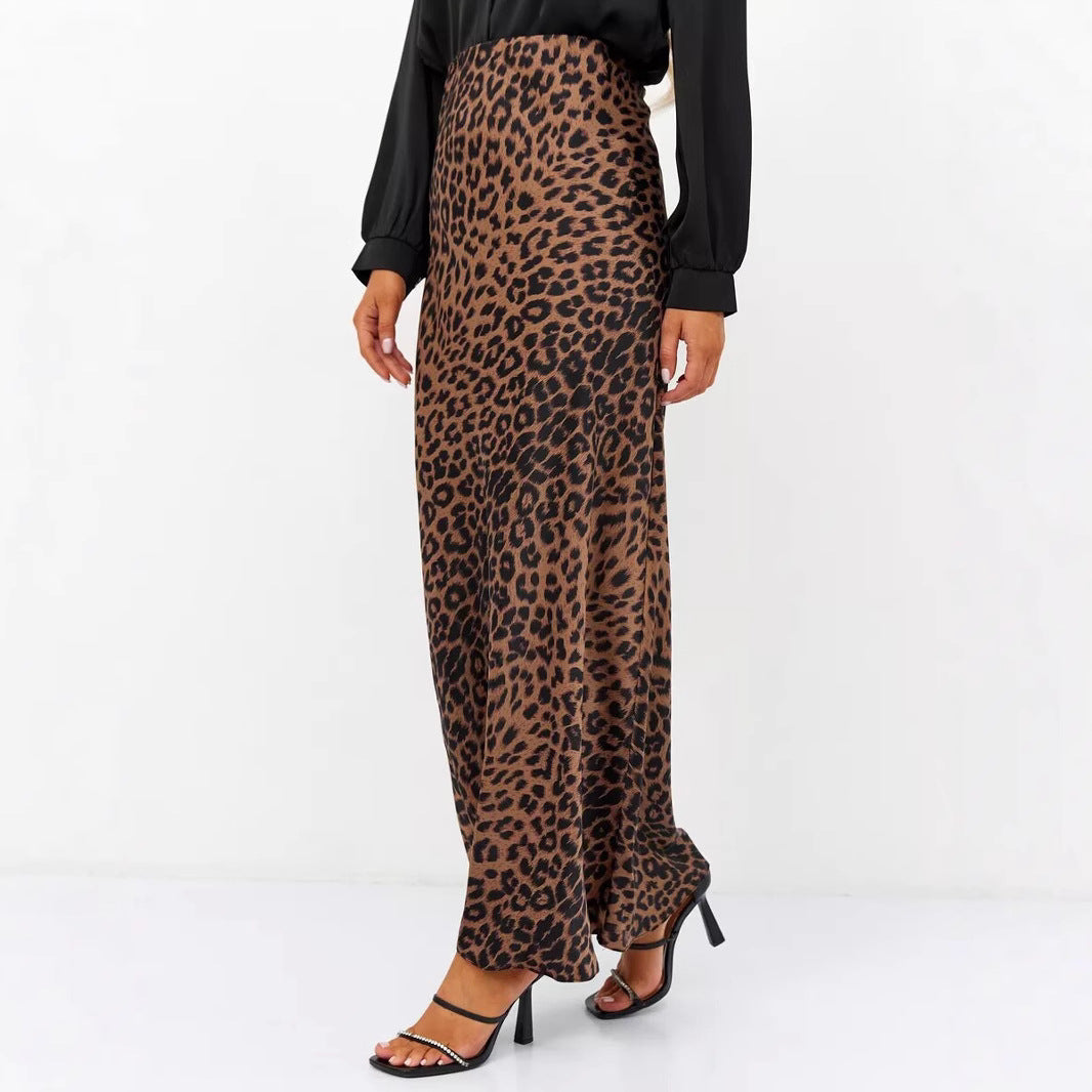Leopard Fishtail High Waist Casual Skirt For Women's