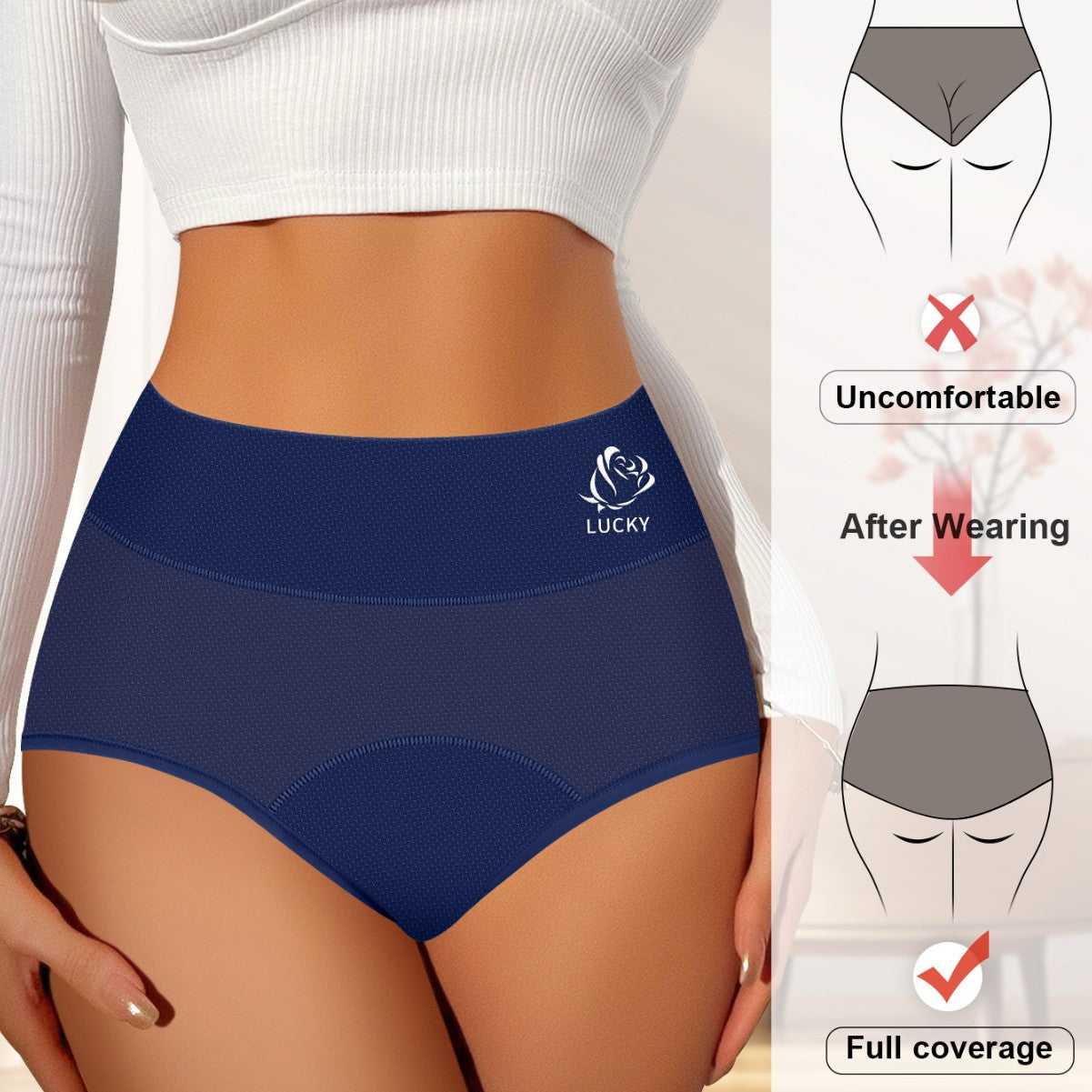 High Waist Menstrual Period Sanitary Panty Plus Size Breathable