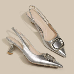 Pointed Toe Classy High Heels High-grade French Square Buckle