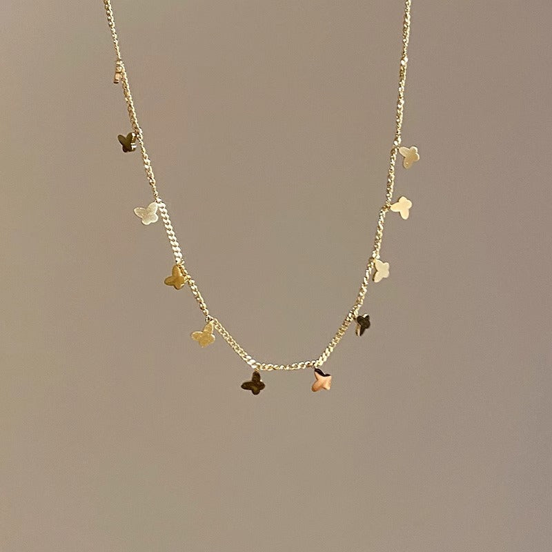 Delicate Gold Tone Multiple Butterfly Pendant Necklace Multiple Small Butterfly Necklaces For Women