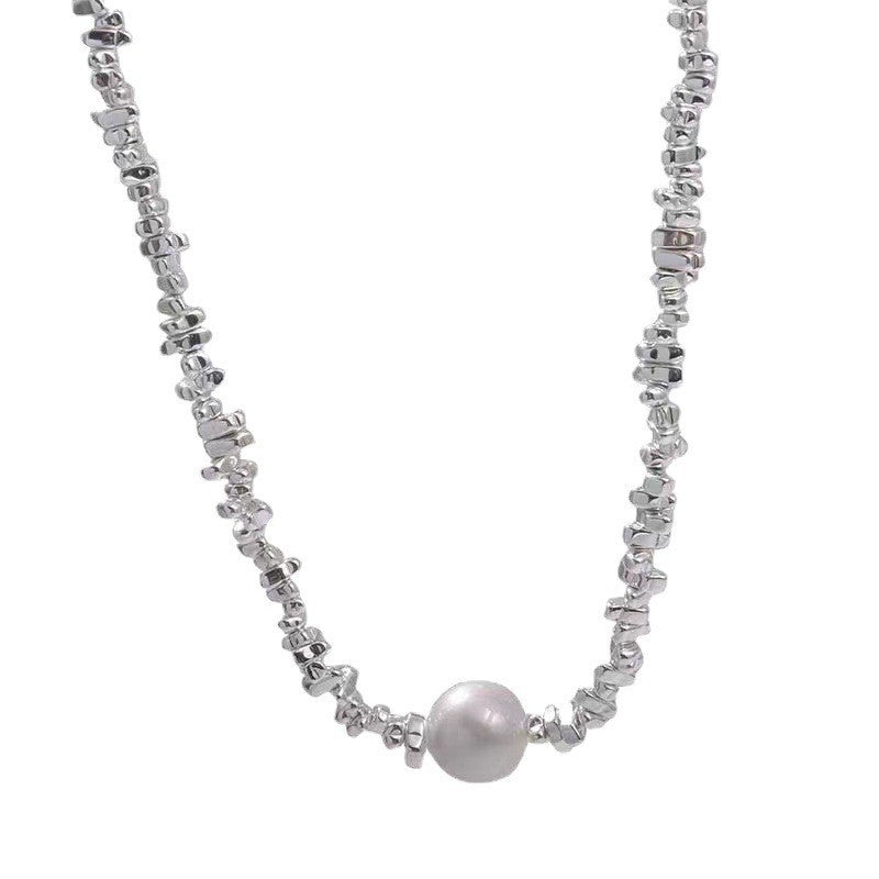 Pearl & Beaded Choker Necklace New Silver Short Pearl Necklace Women