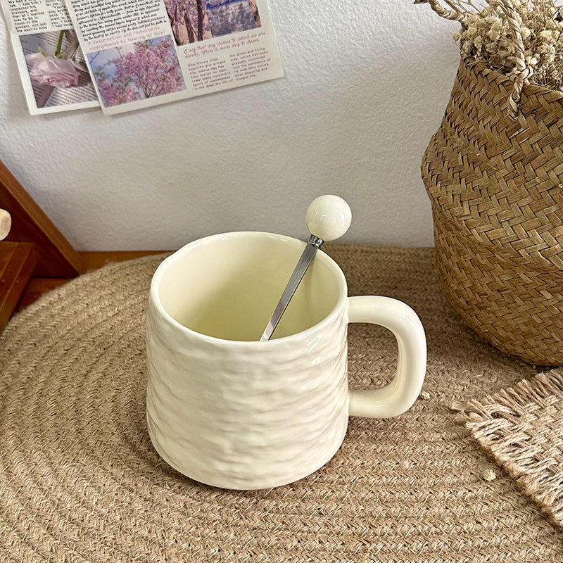 Textured Ceramic Mug & Spoon Gift Set with Bag Rock Textured Ceramic Coffee Niche Mug