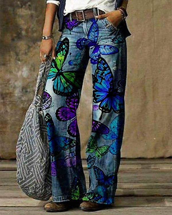 Diagonal Cloth Jeans 3D Pattern Casual Jeans For Women's