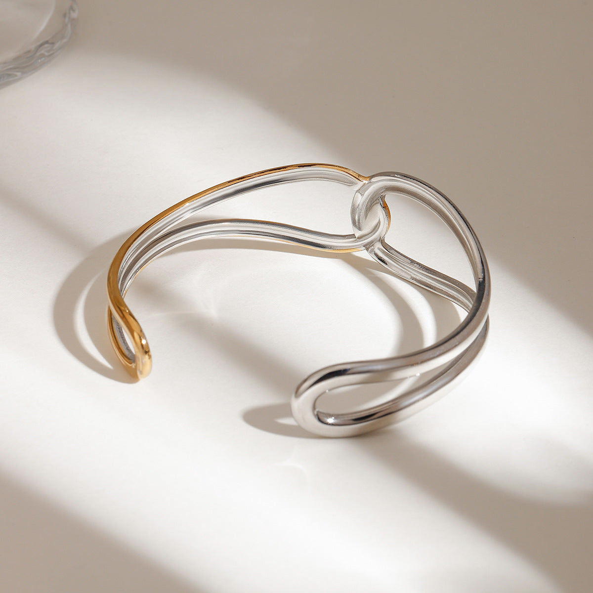 Noria Two Tone Gold Bangle Bracelet For Women's