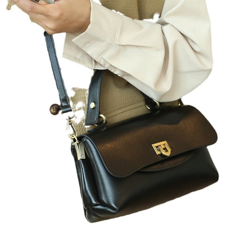 Vintage Style Leather Flap Crossbody Bag Women's Retro Fashion Multi-bag Leather Handbag