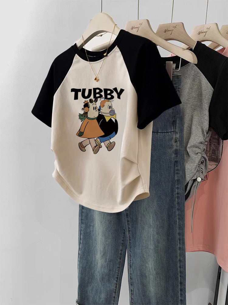 Retro New Gentle Sweet And Spicy Short T-shirt For Women's